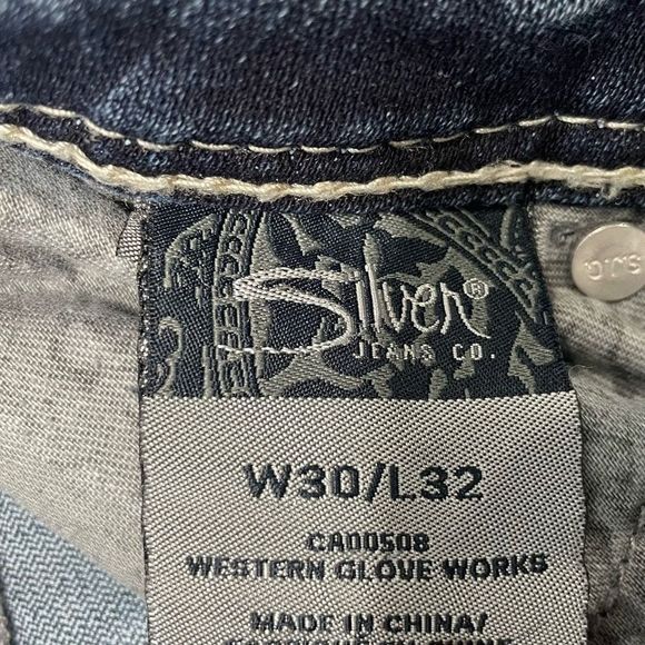 5/$20 Silver Suki Flap Bootcut Flare Jeans Womens 30x32 Mid Rise Rhinestones - Picture 3 of 13